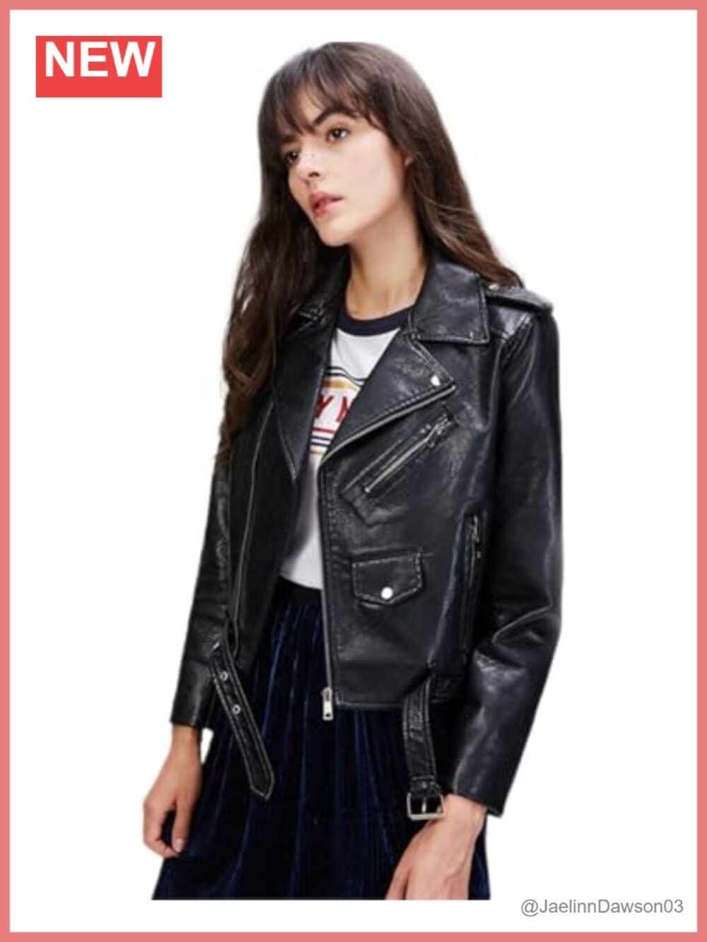 Faux Leather Motorcycle Jacket PU Slim Short Biker Coat